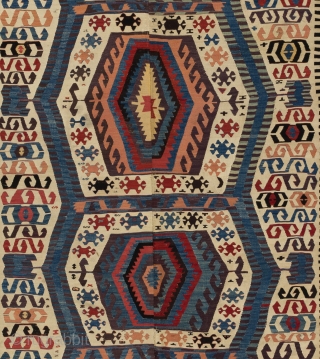 Afyon Kilim, 5 by 12 Ft (151x372 cm), ca 1800 or older, as found. http://rugspecialist.com/shop/12-antique-rugs?id_category=12&n=204                  