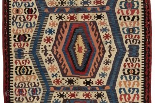 Afyon Kilim, 5 by 12 Ft (151x372 cm), ca 1800 or older, as found. http://rugspecialist.com/shop/12-antique-rugs?id_category=12&n=204                  