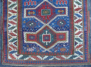 Caucasian Kazak Prayer Rug, Dated 1878, Excellent Condition, 1.12 x 1.40 mt (3'8" x 4'7"), pictures taken in daylight. www.rugspecialist.com             