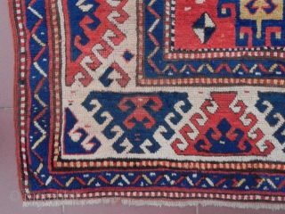 Antique Caucasian Borchalo Kazak Rug, 7.2x4.1 ft(220x125 cm), second half 19th century, very good condition with near full pile.              