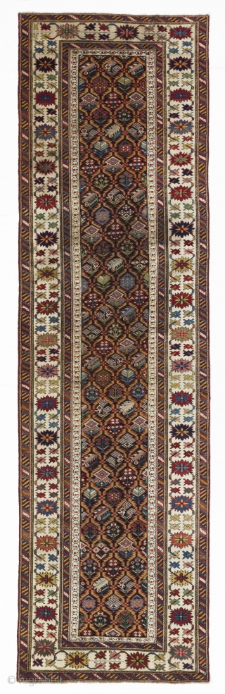 Caucasian Daghestan Runner, 34 x 117 inches (86x297 cm), 19th Century                      