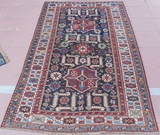 Antique Caucasian Karagashli Kuba Rug, 68x54 inches, good condition, as found, late 19th century.                   