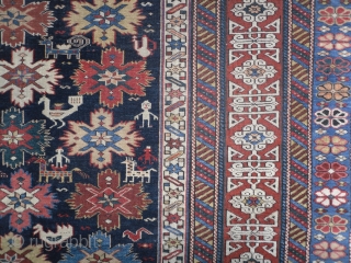 Antique Caucasian Perepedil Rug, 78x55 inches, Excellent Condition, mid 19th century.                      