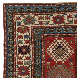 Antique Caucasian Kazak Rug, 4'7" x 8' - 140x245 cm, ca 1870, very good condition, all original, no repairs, no issues.            