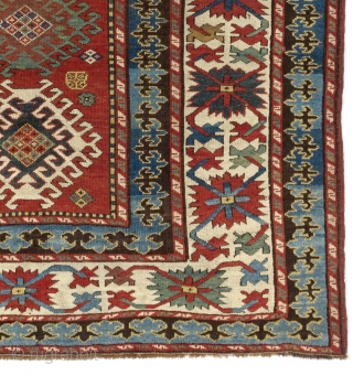 Antique Caucasian Kazak Rug, 4'7" x 8' - 140x245 cm, ca 1870, very good condition, all original, no repairs, no issues.            