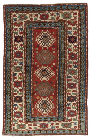 Antique Caucasian Kazak Rug, 4'7" x 8' - 140x245 cm, ca 1870, very good condition, all original, no repairs, no issues.            