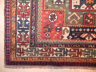 Caucasian Shirvan Prayer Rug, wonderful design and attractive colors, mid 19th century, good condition with minor restoration, before/after images available if requested, 65x53 inches.         