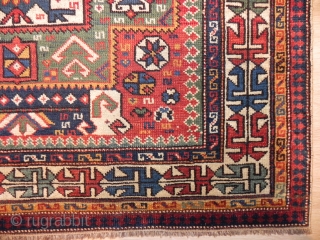Caucasian Shirvan Prayer Rug, wonderful design and attractive colors, mid 19th century, good condition with minor restoration, before/after images available if requested, 65x53 inches.         