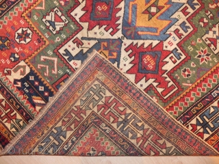 Caucasian Shirvan Prayer Rug, wonderful design and attractive colors, mid 19th century, good condition with minor restoration, before/after images available if requested, 65x53 inches.         