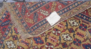 Antique Caucasian Shirvan Rug, rare size 4.1x4.9 ft (125x149 cm), original as found, needs a light wash, 19th Century.              