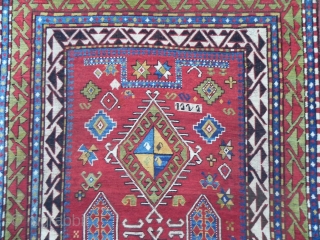 Antique Caucasian Fachralo Kazak Rug, 7.5x4.10 ft, Excellent Condition, 19th Century.                      