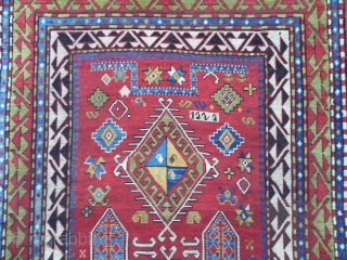 Antique Caucasian Fachralo Kazak Rug, 7.5x4.10 ft, Excellent Condition, 19th Century.                      