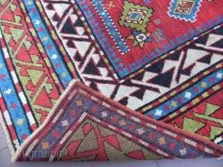 Antique Caucasian Fachralo Kazak Rug, 7.5x4.10 ft, Excellent Condition, 19th Century.                      