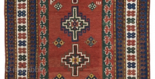 Caucasian Kazak Rug, 4'2" by 7'7" (128x230 cm), late 19th Cen.
                      