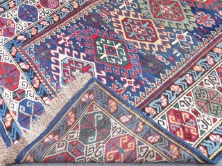 Antique NE Caucasian Kuba Runner, 3.6x9.5 ft (110x290 cm), Excellent original condition, full pile, late 19th century.                