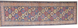 Antique Caucasian Kuba Runner, 105x344 cm (41x135 inches), snowflake design with Kufic border, 19th century, excellent condition. please enquire for the price.           