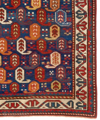 More botehs! This time an antique Kazak rug with beautiful colors. 3.4 x 5.7 ft (102x170 cm)                