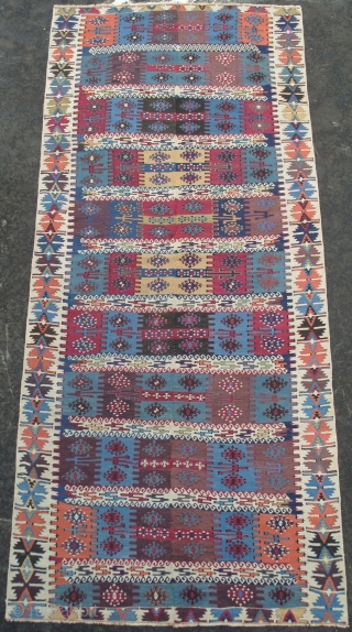 Anatolian Reyhanli Kilim, 11.3 x 4.8 ft (345 x 145 cm), very good condition, wonderful colours, late 19th century. www.rugspecialist.com             