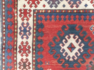 Caucasian Kazak Rug, as found, in very good condition, good pile and great colours (especially the purple), no repairs, mid 19th century.           