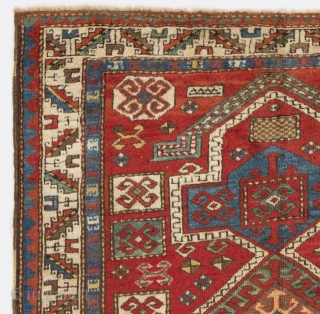 Antique Caucasian Fachralo Kazak Rug, 45x57 inches (113x145 cm), late 19th Century, very good condition, all natural dyes, original as found. Higher resolution images available on request.      