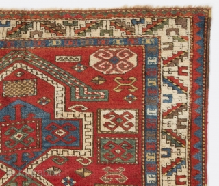 Antique Caucasian Fachralo Kazak Rug, 45x57 inches (113x145 cm), late 19th Century, very good condition, all natural dyes, original as found. Higher resolution images available on request.      