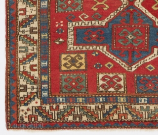 Antique Caucasian Fachralo Kazak Rug, 45x57 inches (113x145 cm), late 19th Century, very good condition, all natural dyes, original as found. Higher resolution images available on request.      