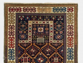 An Exceptional Akstafa prayer rug, 36x76 inches (91x192 cm). Perfect condition, all original as found, ca late 19th Century.              