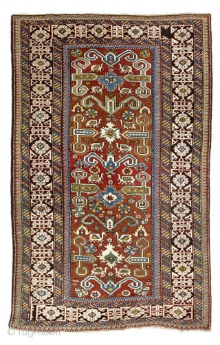 Perepedil Rug, NE Caucasus, late 19th Century, original good condition as found.  3.5 x 5.4 Ft (103x162 cm, A123)             