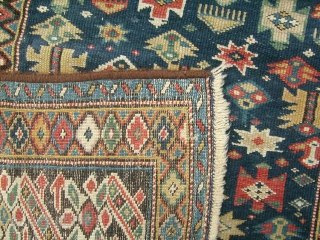 Caucasian Chi Chi Rug, mid 19th Century, Excellent original condition, original ends and sides, no repairs, great colours, 4.7 x 3.10 ft. Our New Address in Istanbul: Binbirdirek Mah, Peykhane Cad, Üçler  ...