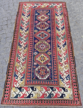 Antique Caucasian Kazak Rug, possibly Armenian, 3.11x7.4 ft, inscripted as seen, second half 19th Century,  stock no: 2011206              