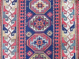 Antique Caucasian Kazak Rug, possibly Armenian, 3.11x7.4 ft, inscripted as seen, second half 19th Century,  stock no: 2011206              