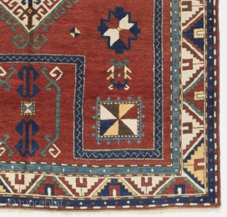 Antique Caucasian Kazak Rug, 4'9" x 7' - 146x215 cm, ca 1900-1910. Very good condition, all original, even medium pile. It was hanging on a wall for most of its life. Inventory  ...