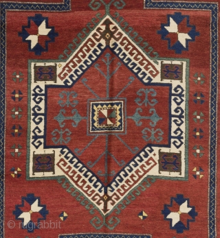 Antique Caucasian Kazak Rug, 4'9" x 7' - 146x215 cm, ca 1900-1910. Very good condition, all original, even medium pile. It was hanging on a wall for most of its life. Inventory  ...