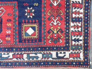 Antique Caucasian Fachralo Kazak prayer Rug, 6.4x5.2 ft, late 19th century, good condition.                    