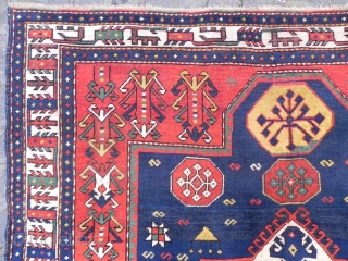 Antique Caucasian Fachralo Kazak prayer Rug, 6.4x5.2 ft, late 19th century, good condition.                    