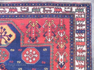 Antique Caucasian Fachralo Kazak prayer Rug, 6.4x5.2 ft, late 19th century, good condition.                    