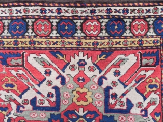 Caucasian Karabagh Chelaberd Rug, so called Eagle Kazak, 4.5x7.7 ft, mid 19th century, stock no: 2011171, full pile, original ends and sides. www.rugspecialist.com          