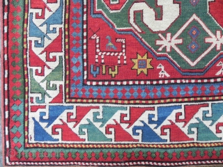 Antique Caucasian Chondzoresk (Cloudband) Rug, 4.5x6.8 ft, late 19th Century. Please email to get a cataloque showing highlights from our current inventory.  www.rugspecialist.com         