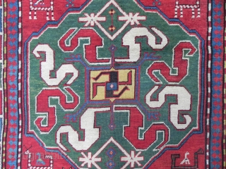 Antique Caucasian Chondzoresk (Cloudband) Rug, 4.5x6.8 ft, late 19th Century. Please email to get a cataloque showing highlights from our current inventory.  www.rugspecialist.com         