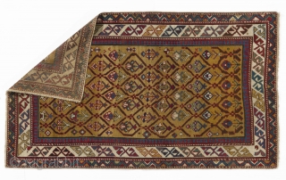 Caucasian Shirvan Rug with yellow ground, 86 x 147 cm, mid 19th century, stock no: a140                 