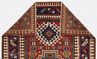 Triple Medallion Kazak Rug, 4'8" x 6'4" (142x192 cm), 19th Century, as found with even medium pile.                