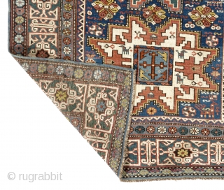 Wonderful tribal Lesghi Rug, Kuba region, North East Caucasus. Late 19th Century. 3.8 x 5.2 ft  (111x157 cm)              