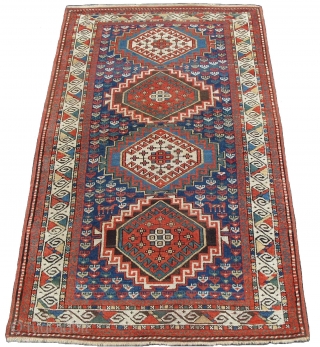 Caucasian Kazak Rug, 82x49 inches (209x125cm), excellent condition, late 19th century.  www.RugSpecialist.com, address: Binbirdirek Mah, Peykhane Cad, Ersoy Apt, No 48/2, Sultanahmet, Istanbul, Turkey (200 yards to Sultan Ahmet/Blue Mosque)  