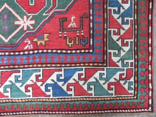 A Splendid Antique Caucasian Cloudband Kazak (Chondzoresk) Rug, 6.8x4.5 ft, late 19th century.                    