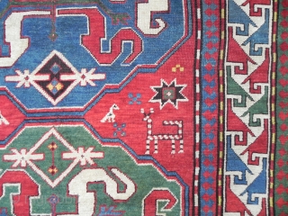 A Splendid Antique Caucasian Cloudband Kazak (Chondzoresk) Rug, 6.8x4.5 ft, late 19th century.                    