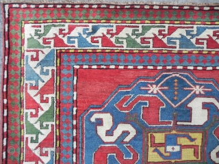 A Splendid Antique Caucasian Cloudband Kazak (Chondzoresk) Rug, 6.8x4.5 ft, late 19th century.                    