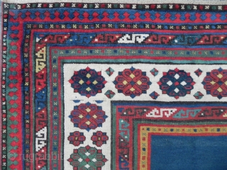 Caucasian Talish long rug, 4x8 ft, good condition with original full pile blue field, mid 19th century                