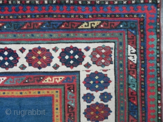 Caucasian Talish long rug, 4x8 ft, good condition with original full pile blue field, mid 19th century                