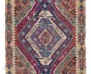 Colorful Antique Anatolian Reyhanli Kilim, 5' x 13'6" (152x411 cm)                       