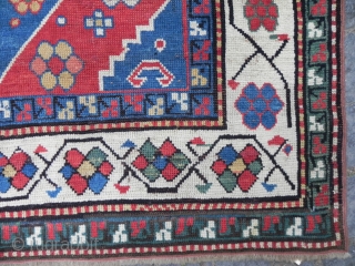 A Cute Antique Caucasian Kazak (Karabagh) Rug with a nice drawing and well balanced design, attractive colors, 4x6 ft (122x184cm) 19th century.           